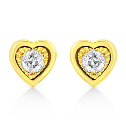 10K Yellow Gold Plated .925 Sterling Silver 1/10 Cttw Miracle-Set Diamond Circle Shape Stud Earrings (K-L Color, I2-I3 Clarity) Bids.com