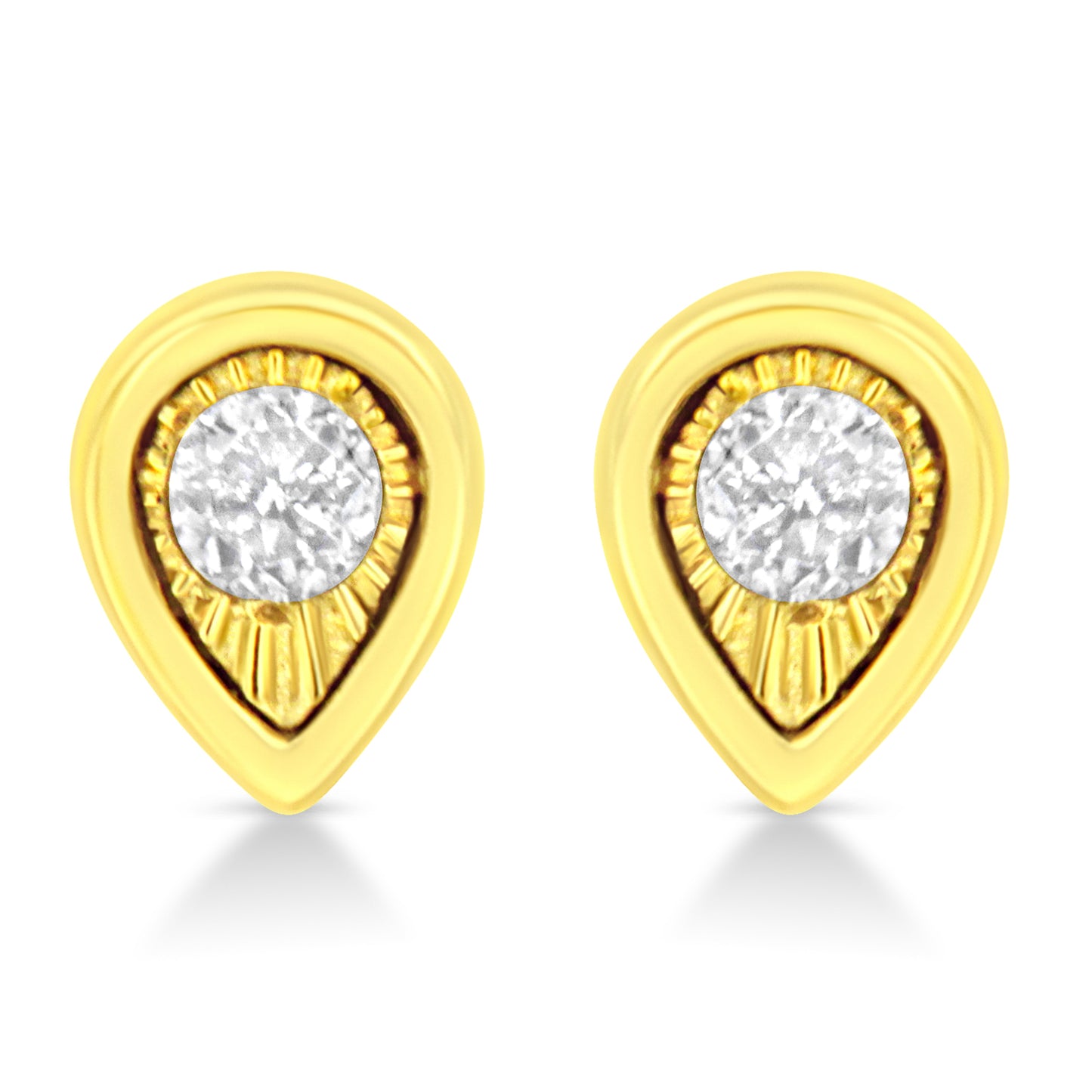10K Yellow Gold Plated .925 Sterling Silver 1/10 Cttw Miracle-Set Diamond Circle Shape Stud Earrings (K-L Color, I2-I3 Clarity) Bids.com