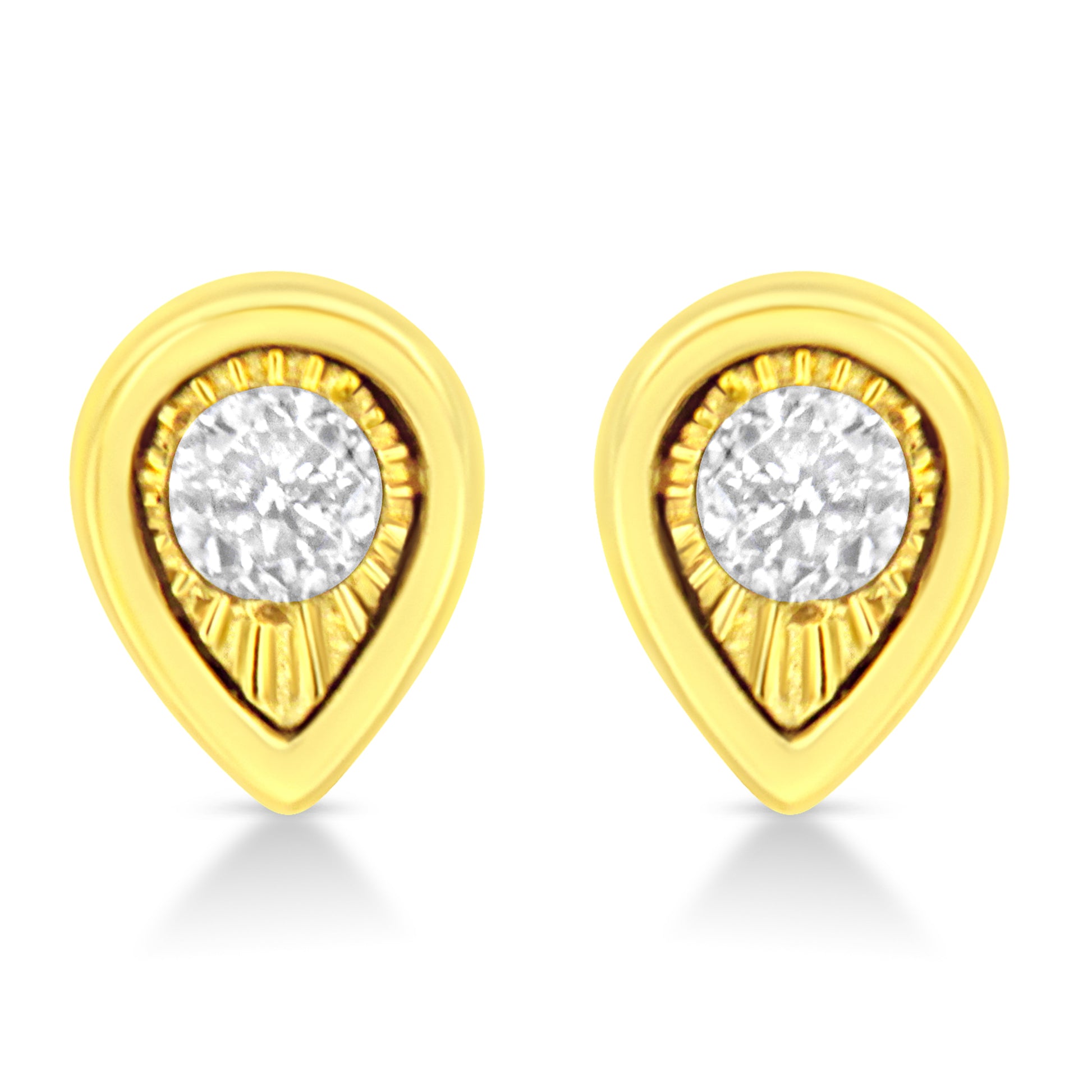 10K Yellow Gold Plated .925 Sterling Silver 1/10 Cttw Miracle-Set Diamond Circle Shape Stud Earrings (K-L Color, I2-I3 Clarity) Bids.com