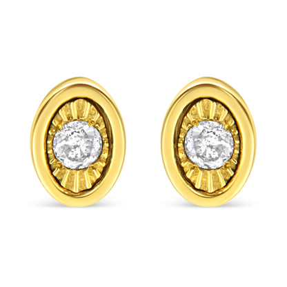 10K Yellow Gold Plated .925 Sterling Silver 1/10 Cttw Miracle-Set Diamond Circle Shape Stud Earrings (K-L Color, I2-I3 Clarity) Bids.com