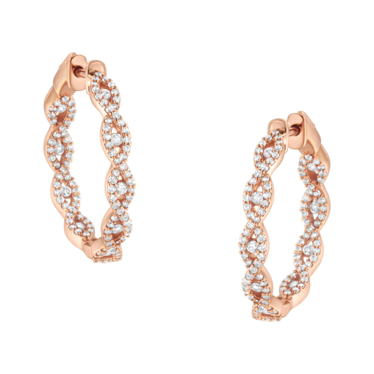 10K Rose Gold Diamond Hoop Earring (1 cttw, H-I Color, I1-I2 Clarity) Bids.com