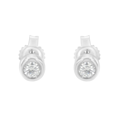 10K White Gold 0.15 Cttw Round Brilliant-Cut Near Colorless Diamond Bezel-Set Stud Earrings (H-I Color, I1-I2 Clarity) Bids.com