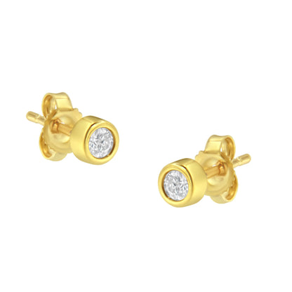 10K White Gold 0.15 Cttw Round Brilliant-Cut Near Colorless Diamond Bezel-Set Stud Earrings (H-I Color, I1-I2 Clarity) Bids.com