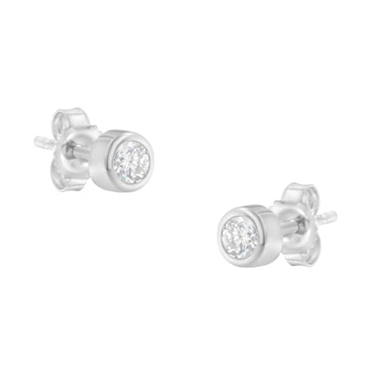 10K White Gold 1/5 Cttw Round Brilliant-Cut Near Colorless Diamond Bezel-Set Stud Earrings (H-I Color, I1-I2 Clarity) Bids.com