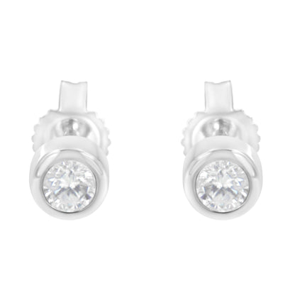 10K White Gold 1/5 Cttw Round Brilliant-Cut Near Colorless Diamond Bezel-Set Stud Earrings (H-I Color, I1-I2 Clarity) Bids.com