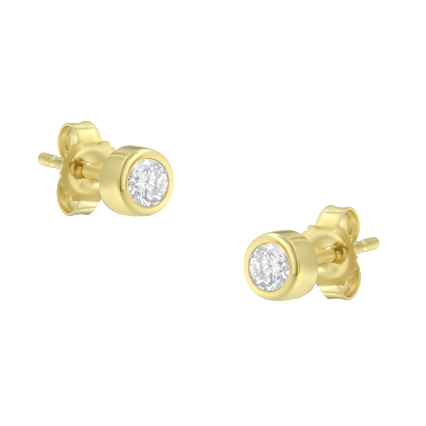 10K White Gold 1/5 Cttw Round Brilliant-Cut Near Colorless Diamond Bezel-Set Stud Earrings (H-I Color, I1-I2 Clarity) Bids.com