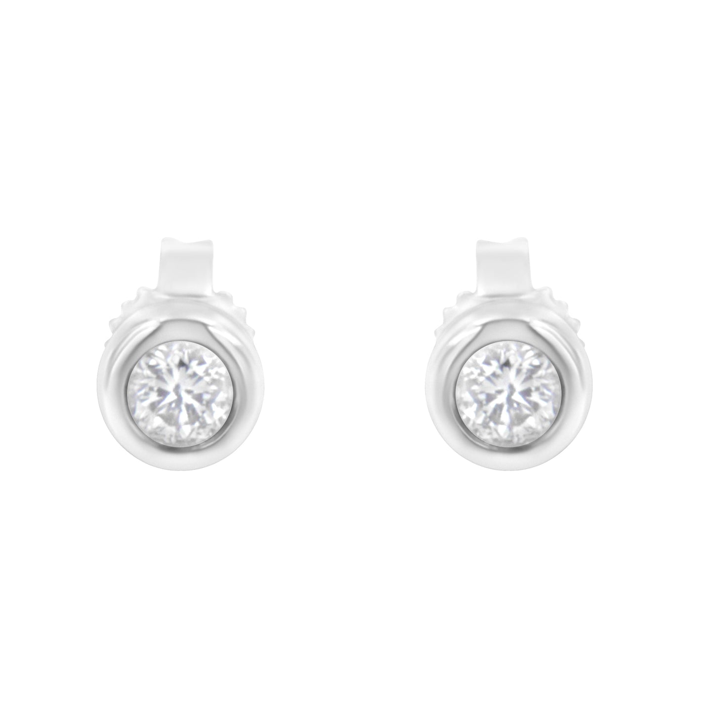 10K White Gold 1/4 Cttw Round Brilliant-Cut Near Colorless Diamond Bezel-Set Stud Earrings (H-I Color, I1-I2 Clarity) Bids.com