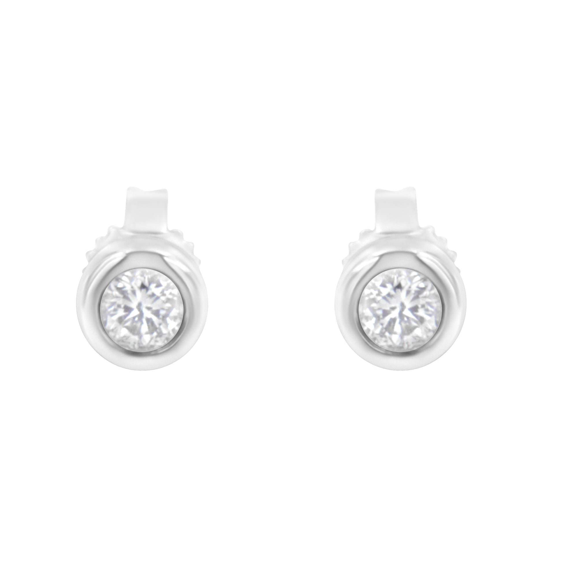 10K White Gold 1/4 Cttw Round Brilliant-Cut Near Colorless Diamond Bezel-Set Stud Earrings (H-I Color, I1-I2 Clarity) Bids.com