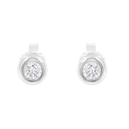 10K White Gold 1/4 Cttw Round Brilliant-Cut Near Colorless Diamond Bezel-Set Stud Earrings (H-I Color, I1-I2 Clarity) Bids.com