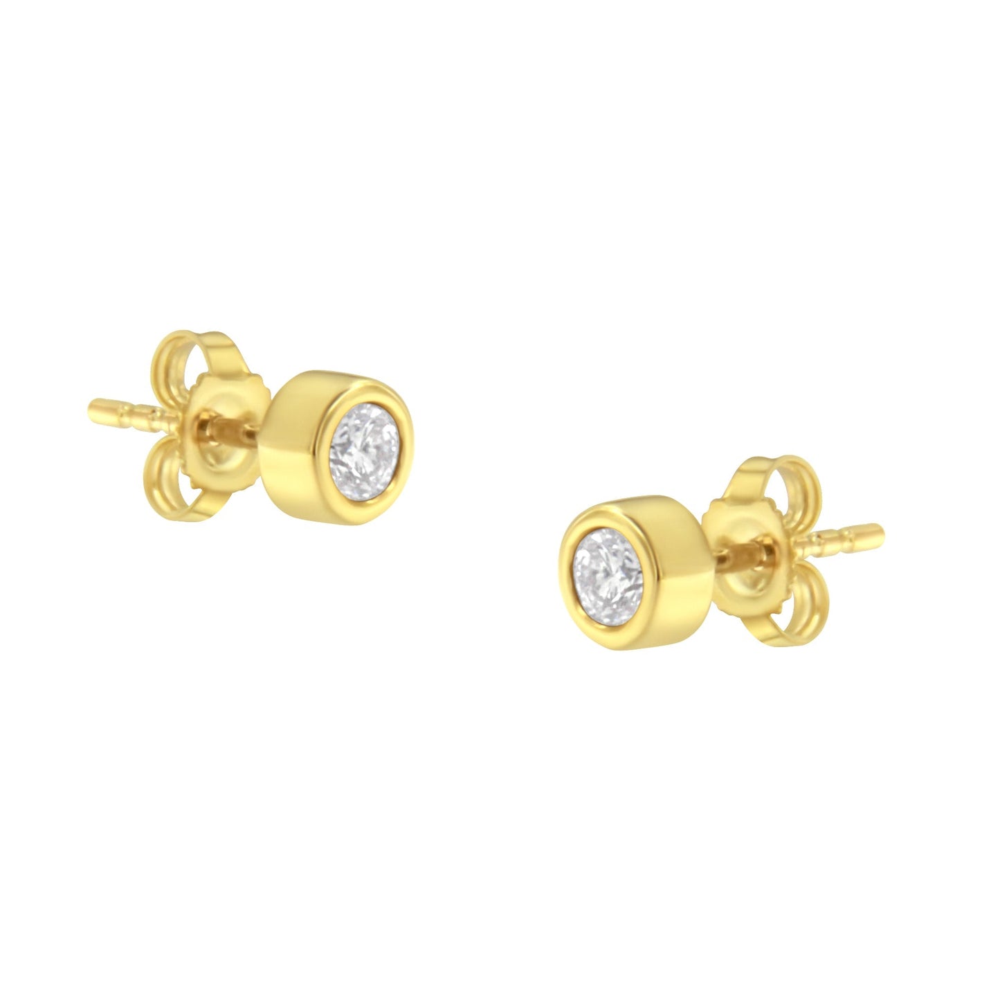 10K White Gold 1/4 Cttw Round Brilliant-Cut Near Colorless Diamond Bezel-Set Stud Earrings (H-I Color, I1-I2 Clarity) Bids.com