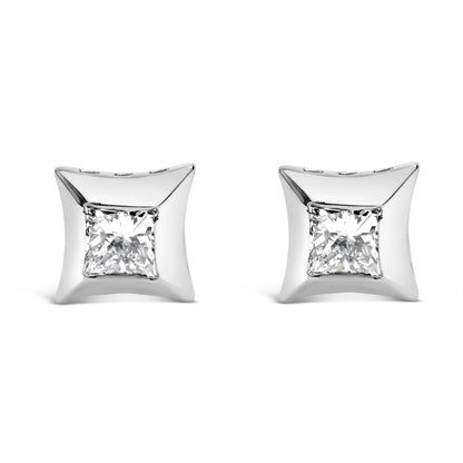 10K White Gold 1/2 Cttw Invisible Set Princess-Cut Diamond Stud Earrings (H-I Color, SI2-I1 Clarity) Bids.com