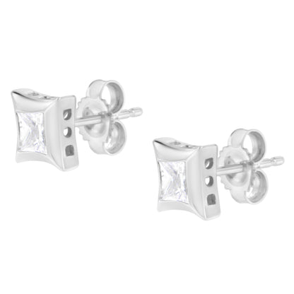 10K White Gold 1/2 Cttw Invisible Set Princess-Cut Diamond Stud Earrings (H-I Color, SI2-I1 Clarity) Bids.com