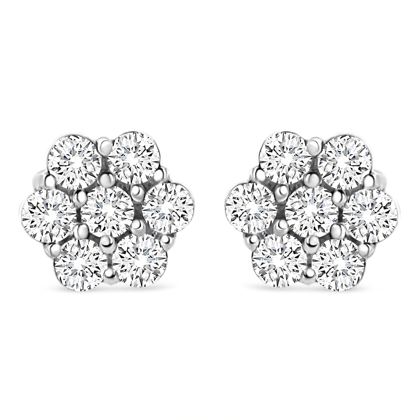 14K White Gold 1/2 cttw Round-Cut Diamond Floral Stud Earrings (I-J Color, SI2-I1 Clarity) Bids.com