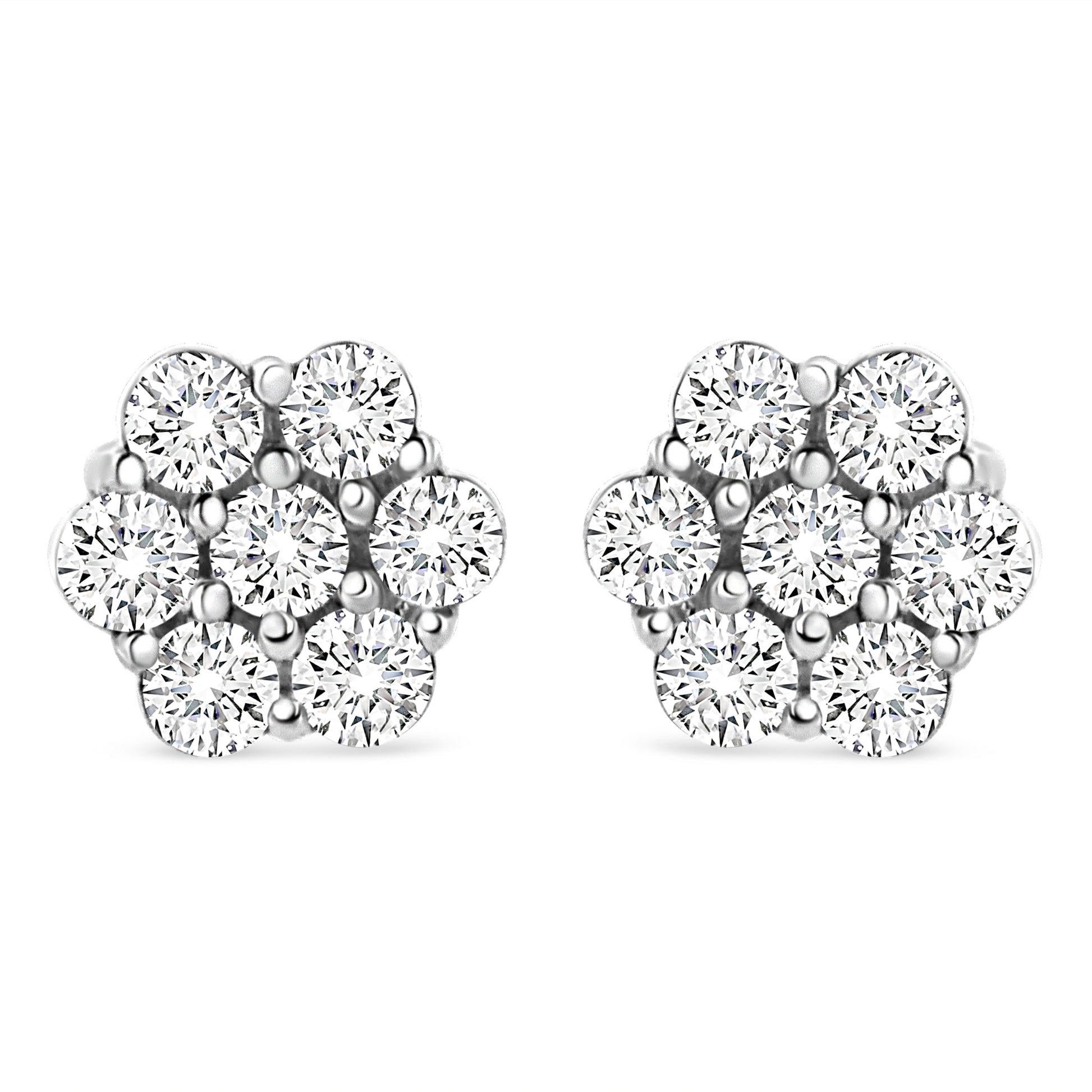 14K White Gold 1/2 cttw Round-Cut Diamond Floral Stud Earrings (I-J Color, SI2-I1 Clarity) Bids.com