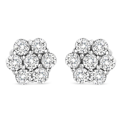 14K White Gold 1/2 cttw Round-Cut Diamond Floral Stud Earrings (I-J Color, SI2-I1 Clarity) Bids.com