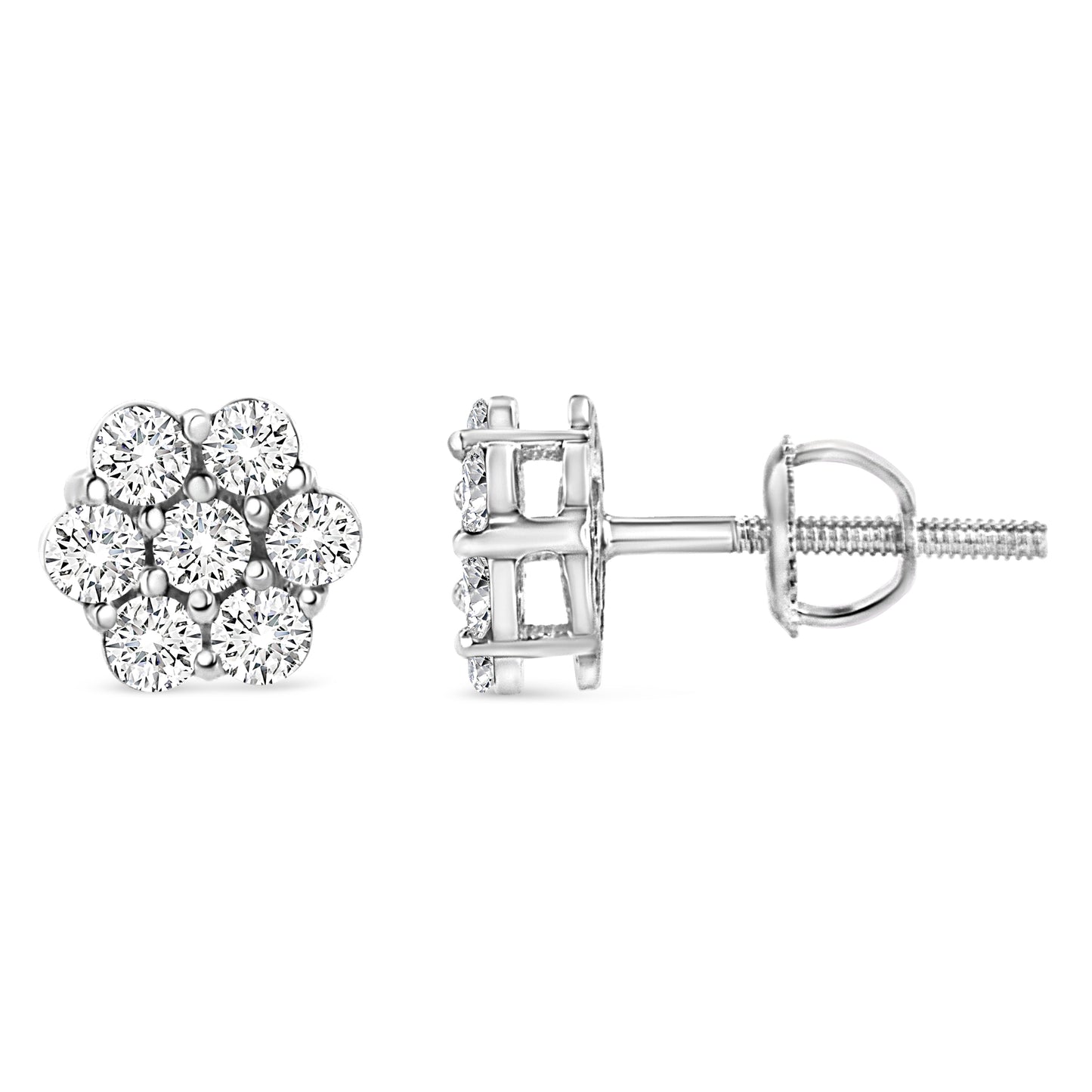 14K White Gold 1/2 cttw Round-Cut Diamond Floral Stud Earrings (I-J Color, SI2-I1 Clarity) Bids.com