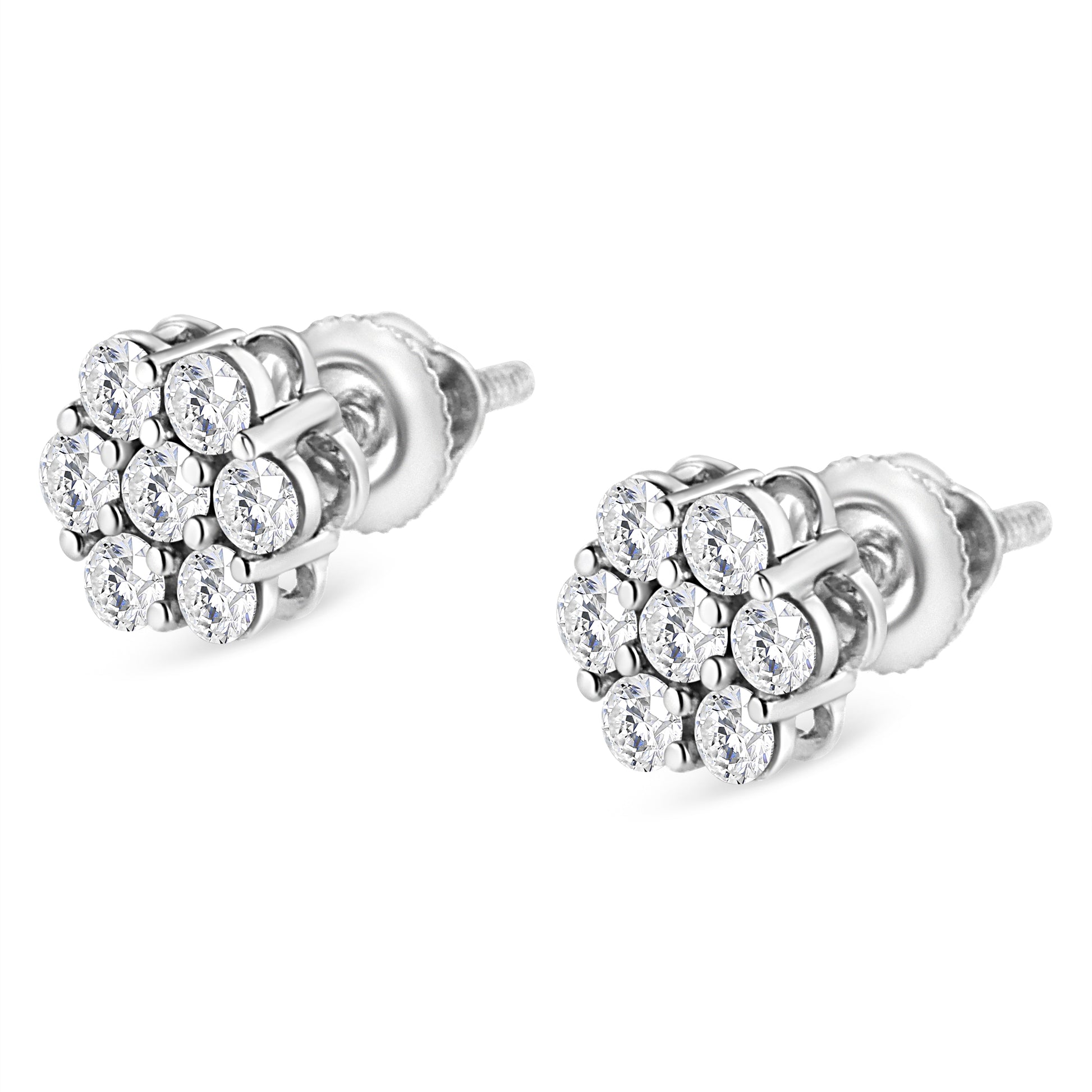 14K White Gold 1/2 cttw Round-Cut Diamond Floral Stud Earrings (I-J Color, SI2-I1 Clarity) Bids.com