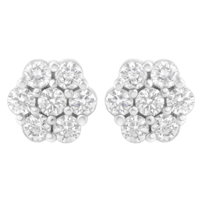 14KT White Gold 1 cttw Diamond Composite Stud Earrings (I-J, SI2-I1) Bids.com