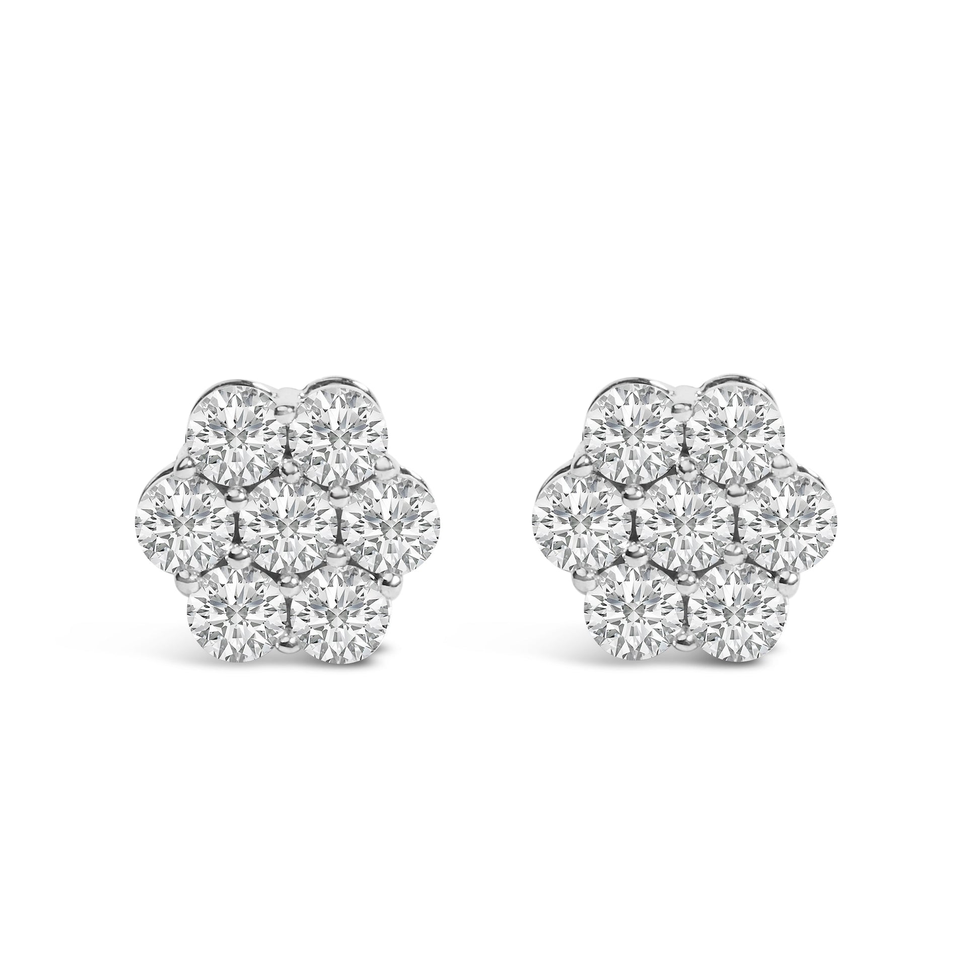 14KT White Gold 1 cttw Diamond Composite Stud Earrings (I-J, SI2-I1) Bids.com