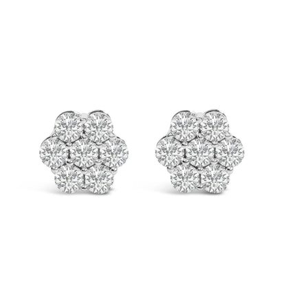 14KT White Gold 1 cttw Diamond Composite Stud Earrings (I-J, SI2-I1) Bids.com