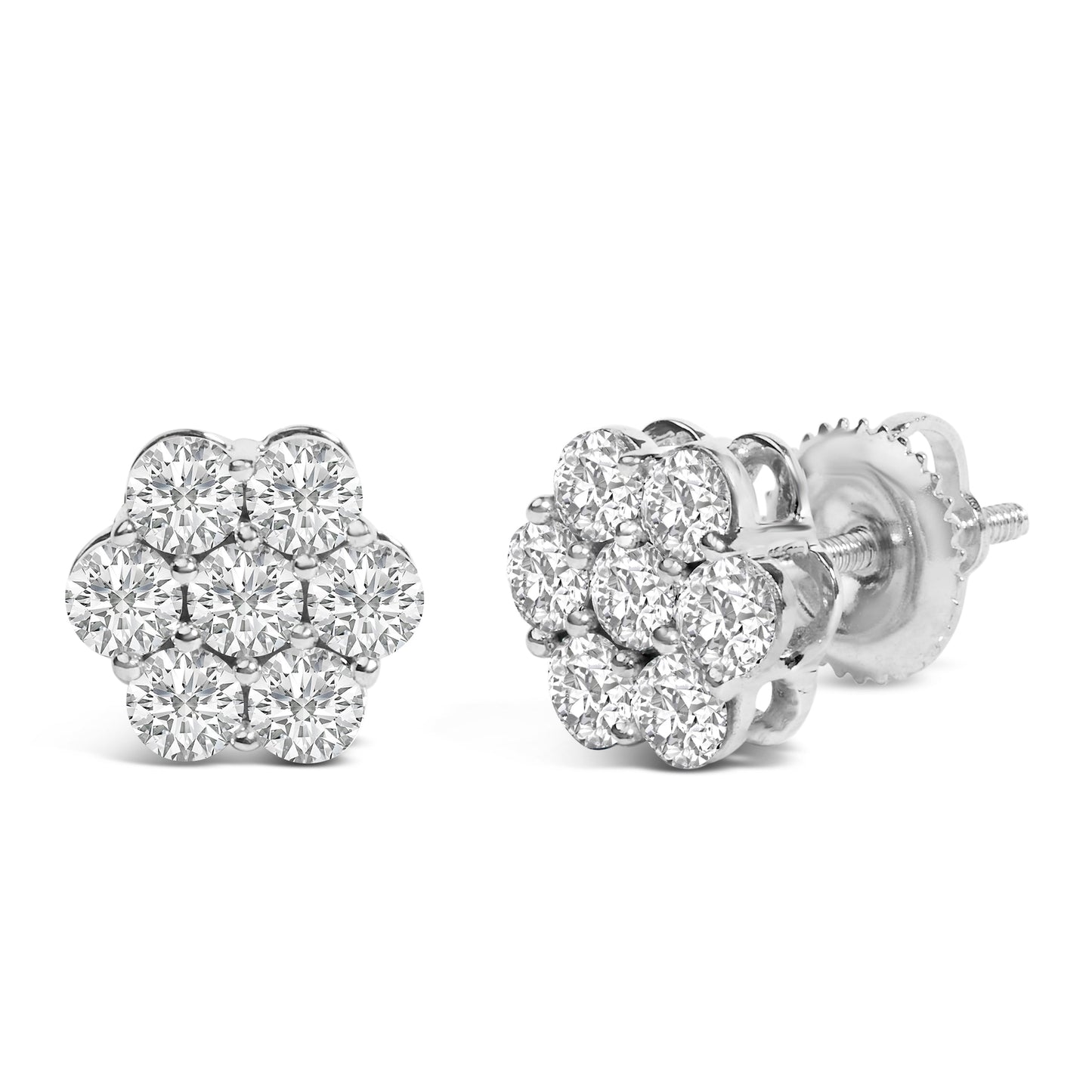 14KT White Gold 1 cttw Diamond Composite Stud Earrings (I-J, SI2-I1) Bids.com