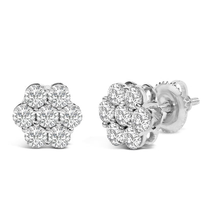 14KT White Gold 1 cttw Diamond Composite Stud Earrings (I-J, SI2-I1) Bids.com