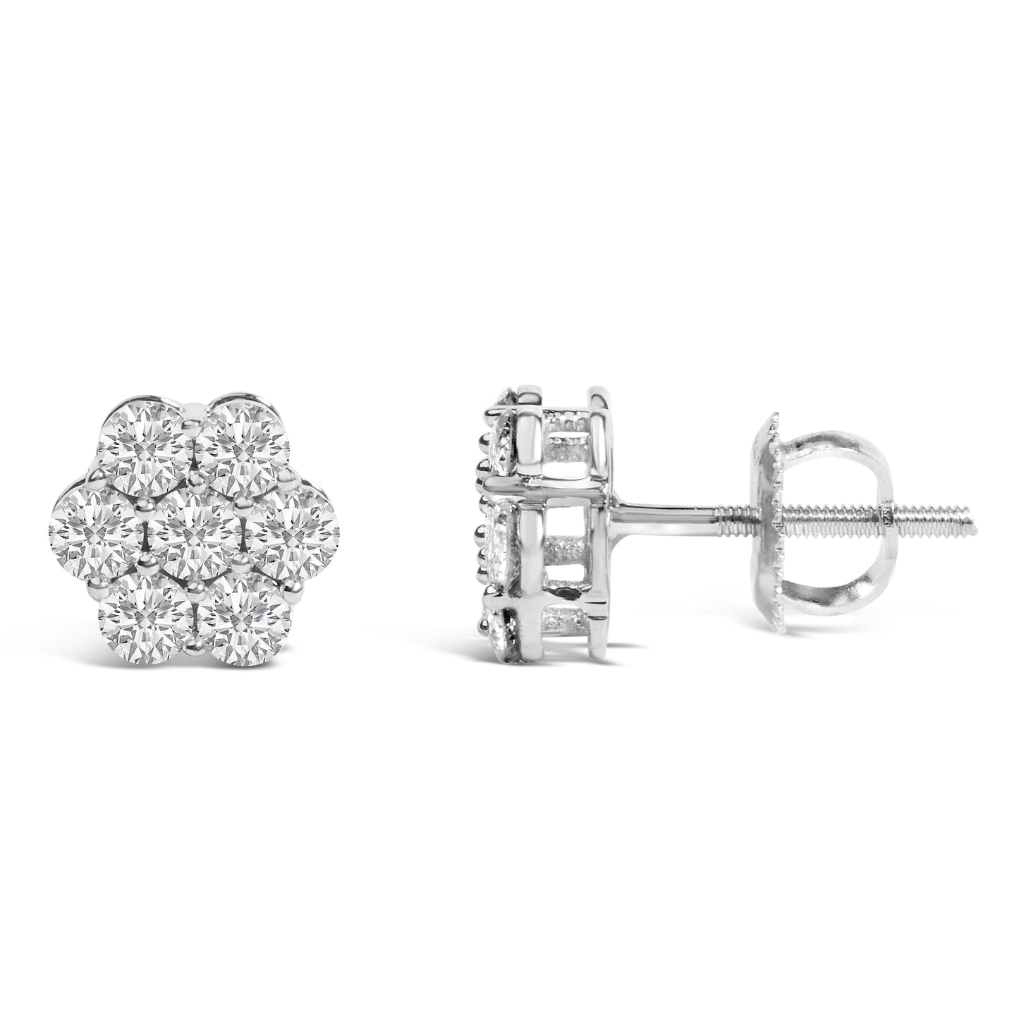 14KT White Gold 1 cttw Diamond Composite Stud Earrings (I-J, SI2-I1) Bids.com