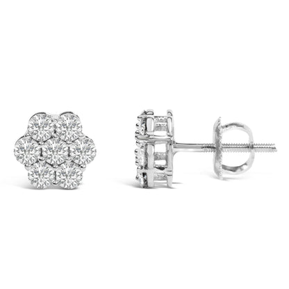 14KT White Gold 1 cttw Diamond Composite Stud Earrings (I-J, SI2-I1) Bids.com