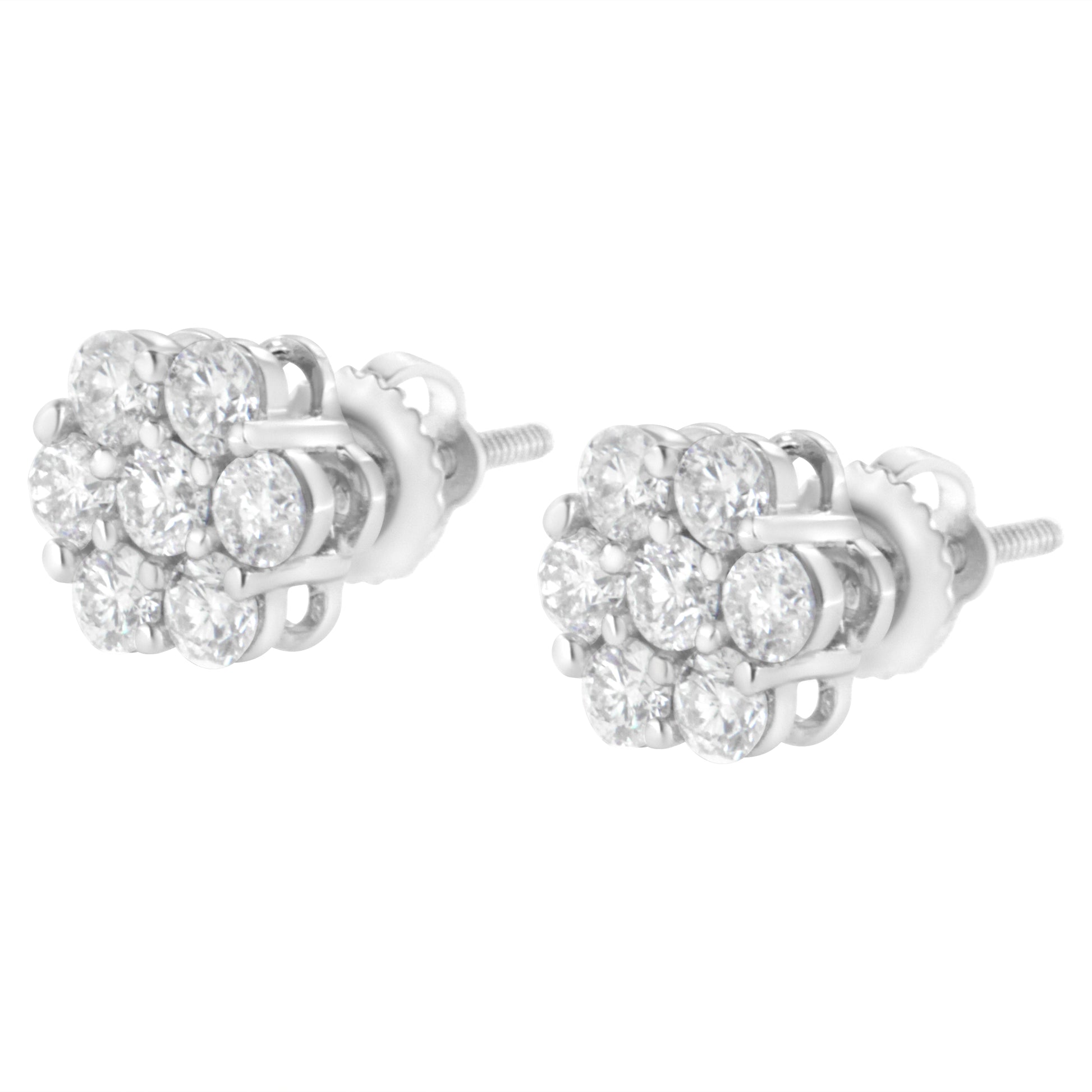 14KT White Gold 1 cttw Diamond Composite Stud Earrings (I-J, SI2-I1) Bids.com