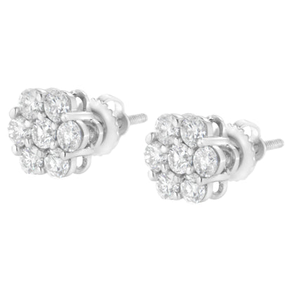 14KT White Gold 1 cttw Diamond Composite Stud Earrings (I-J, SI2-I1) Bids.com