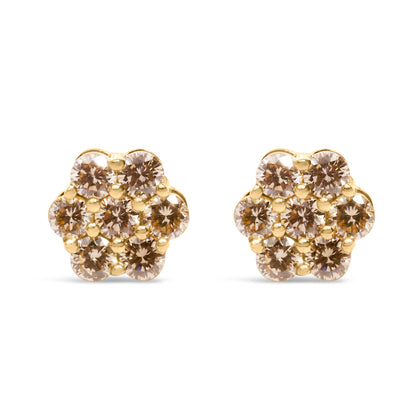 14K Yellow Gold 1.0 Cttw Diamond Floral Stud Earrings (J-K Color, VS2-SI1 Clarity) Bids.com