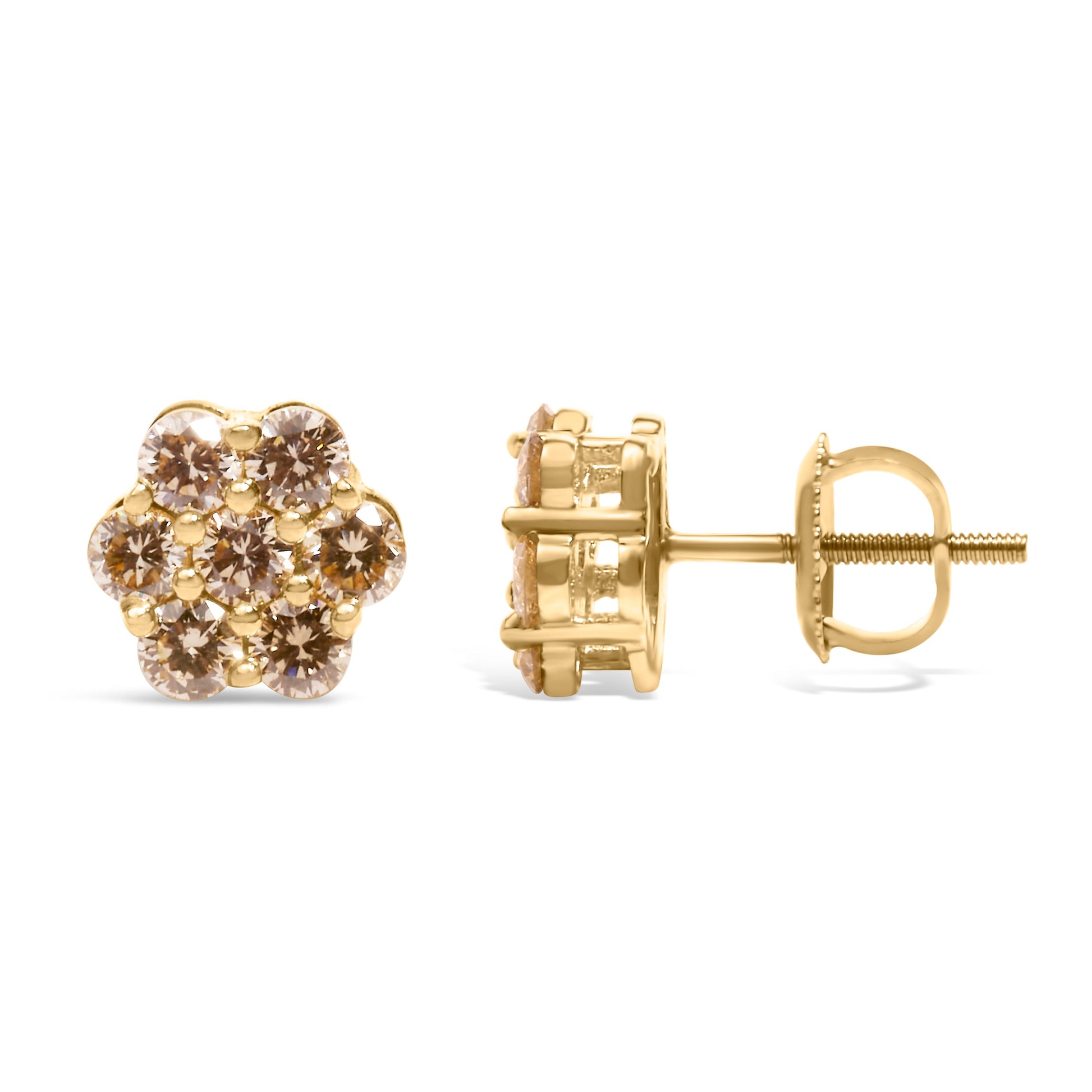 14K Yellow Gold 1.0 Cttw Diamond Floral Stud Earrings (J-K Color, VS2-SI1 Clarity) Bids.com