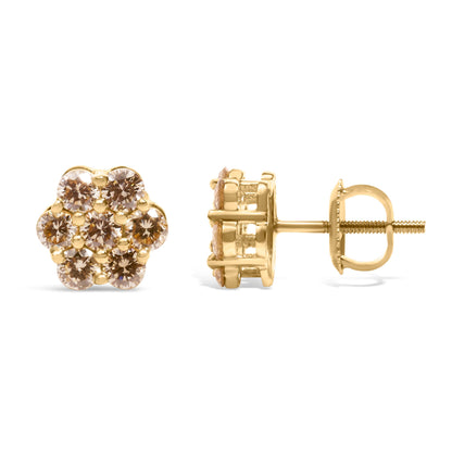 14K Yellow Gold 1.0 Cttw Diamond Floral Stud Earrings (J-K Color, VS2-SI1 Clarity) Bids.com