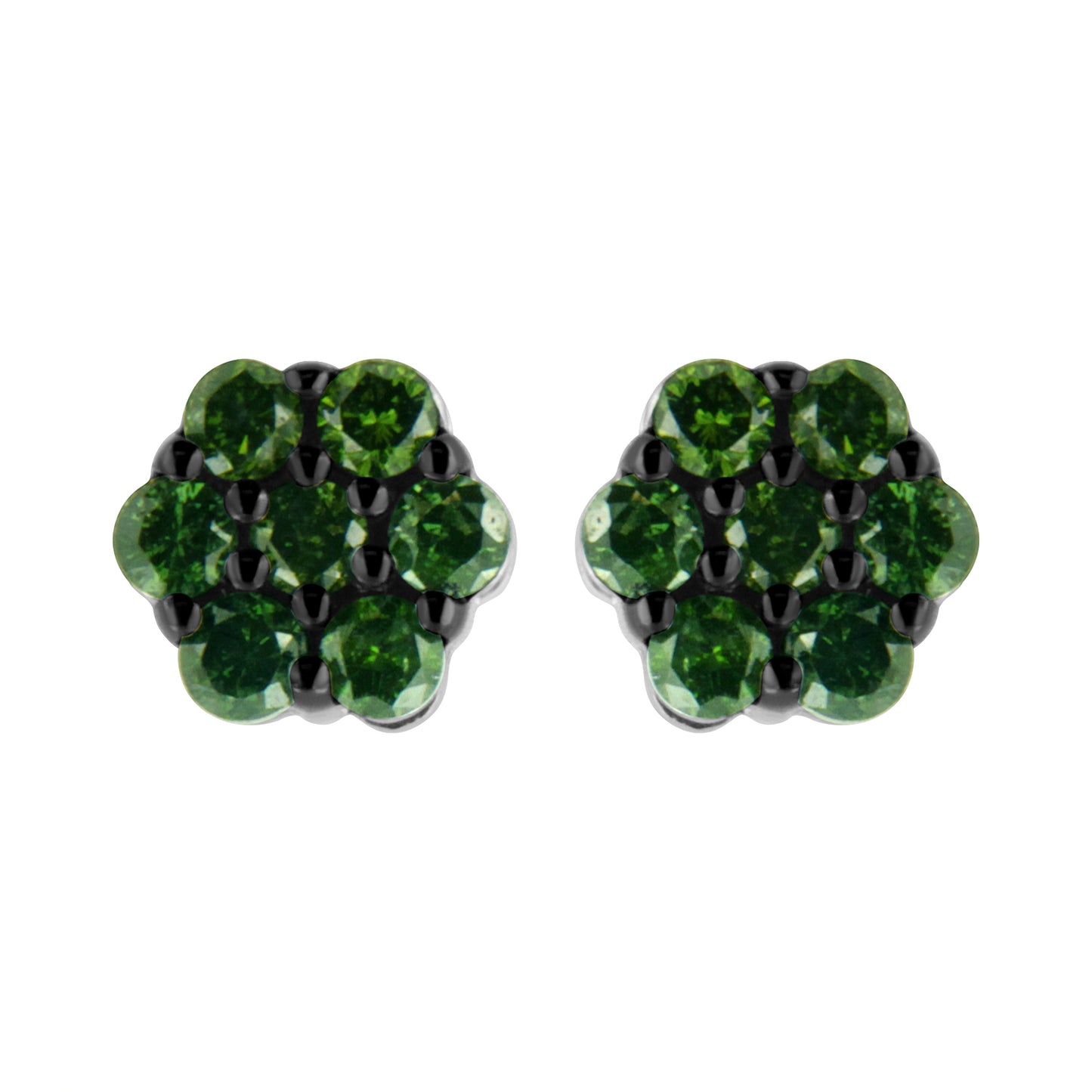 .925 Sterling Silver 1/4 Cttw Treated Yellow Diamond Floral Stud Earrings (Yellow Color, I1-I2 Clarity) Bids.com