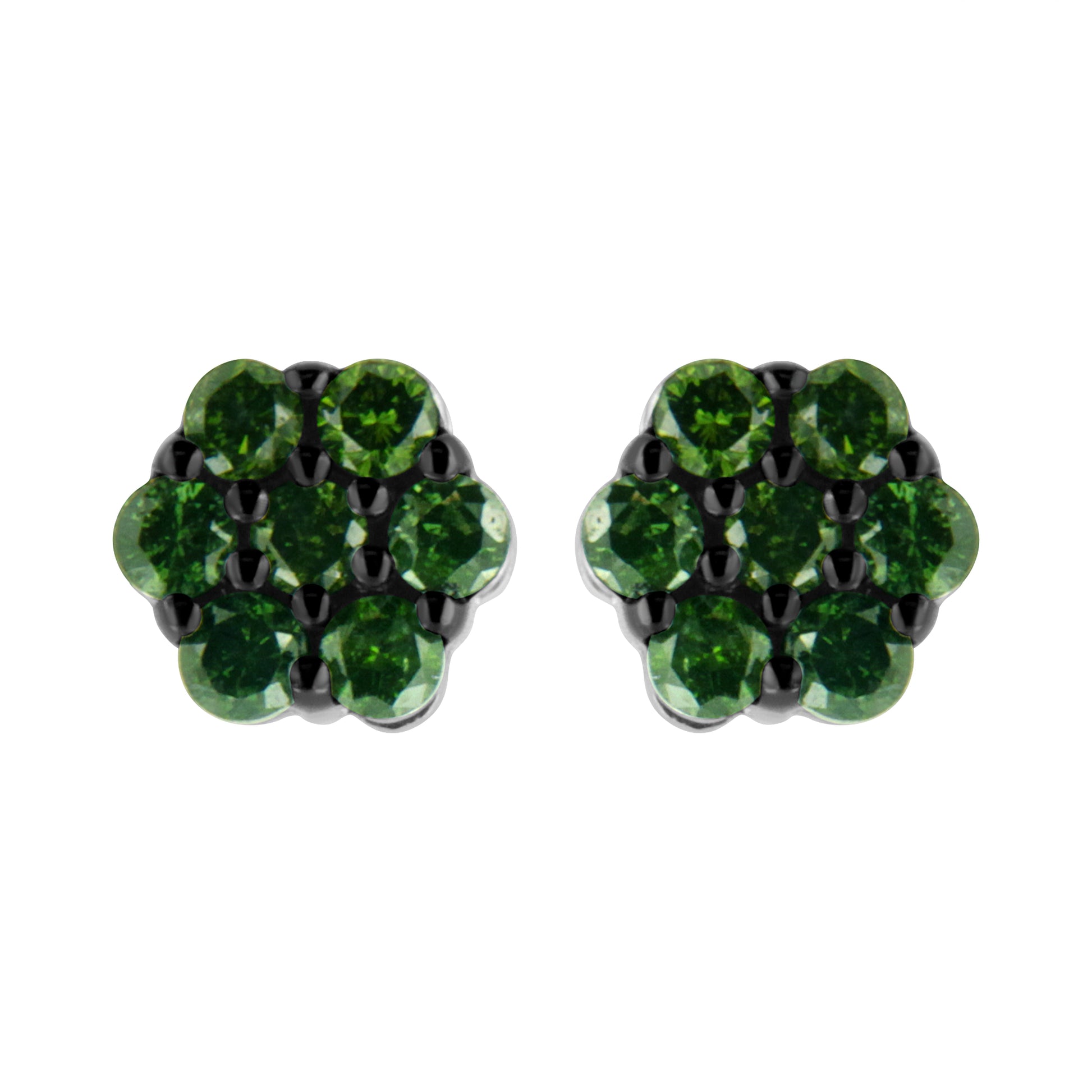 .925 Sterling Silver 1/4 Cttw Treated Yellow Diamond Floral Stud Earrings (Yellow Color, I1-I2 Clarity) Bids.com