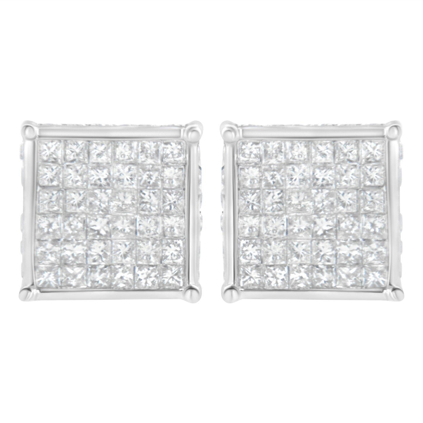 10K White Gold 2ct TDW Princess-Cut Composite Diamond Stud Earring (I-J ,I2-I3) Bids.com