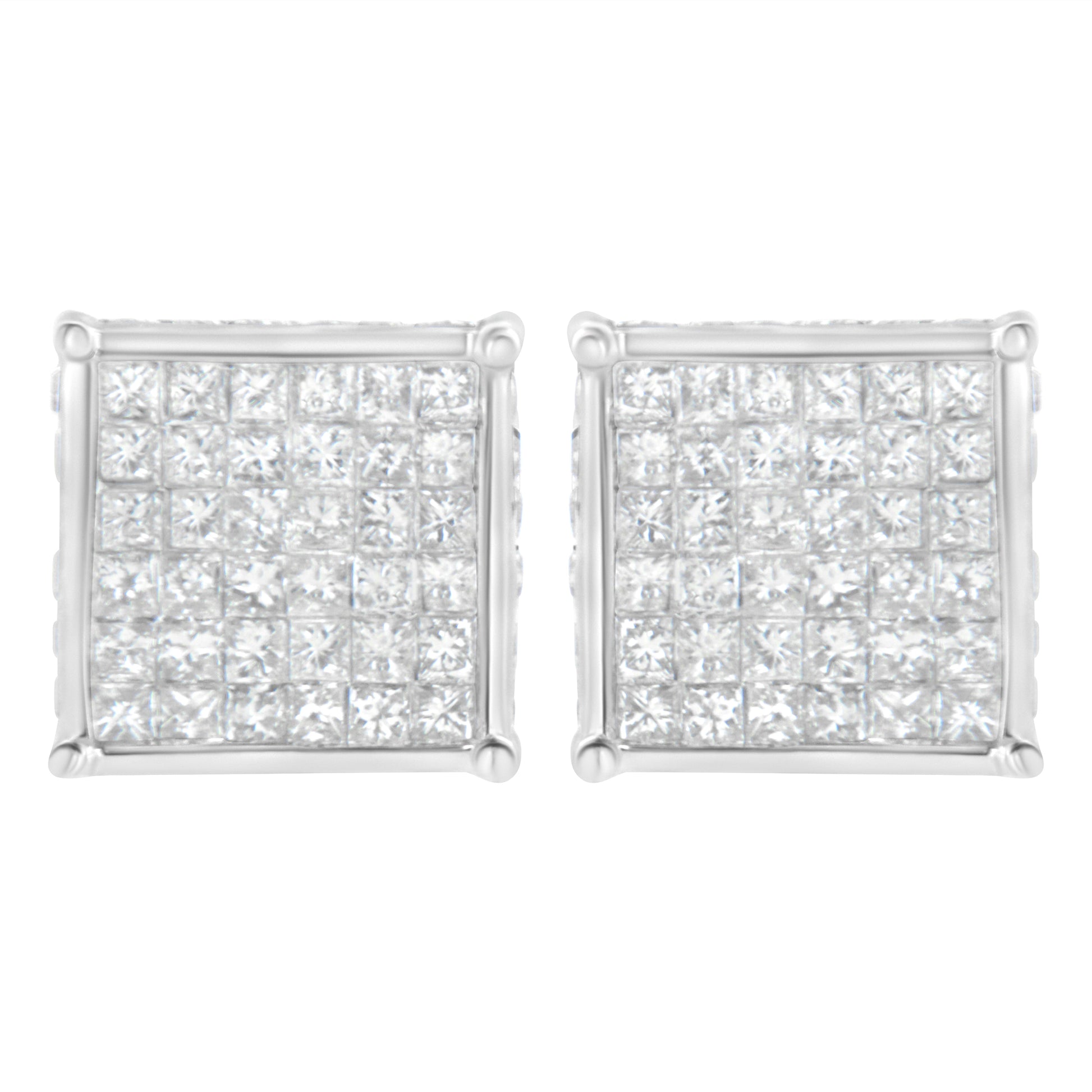 10K White Gold 2ct TDW Princess-Cut Composite Diamond Stud Earring (I-J ,I2-I3) Bids.com