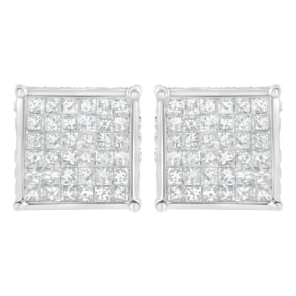 10K White Gold 2ct TDW Princess-Cut Composite Diamond Stud Earring (I-J ,I2-I3) Bids.com