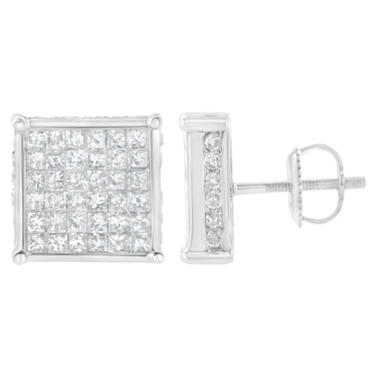 10K White Gold 2ct TDW Princess-Cut Composite Diamond Stud Earring (I-J ,I2-I3) Bids.com