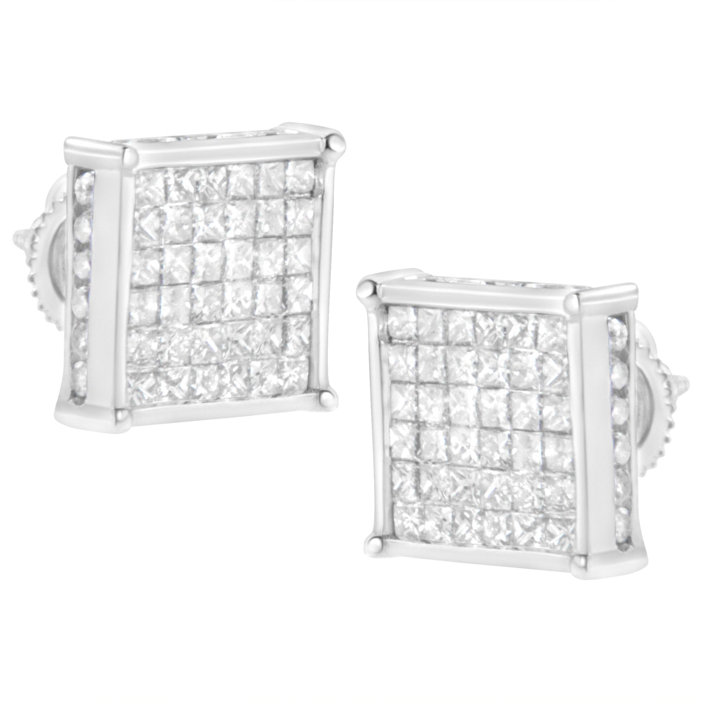 10K White Gold 2ct TDW Princess-Cut Composite Diamond Stud Earring (I-J ,I2-I3) Bids.com