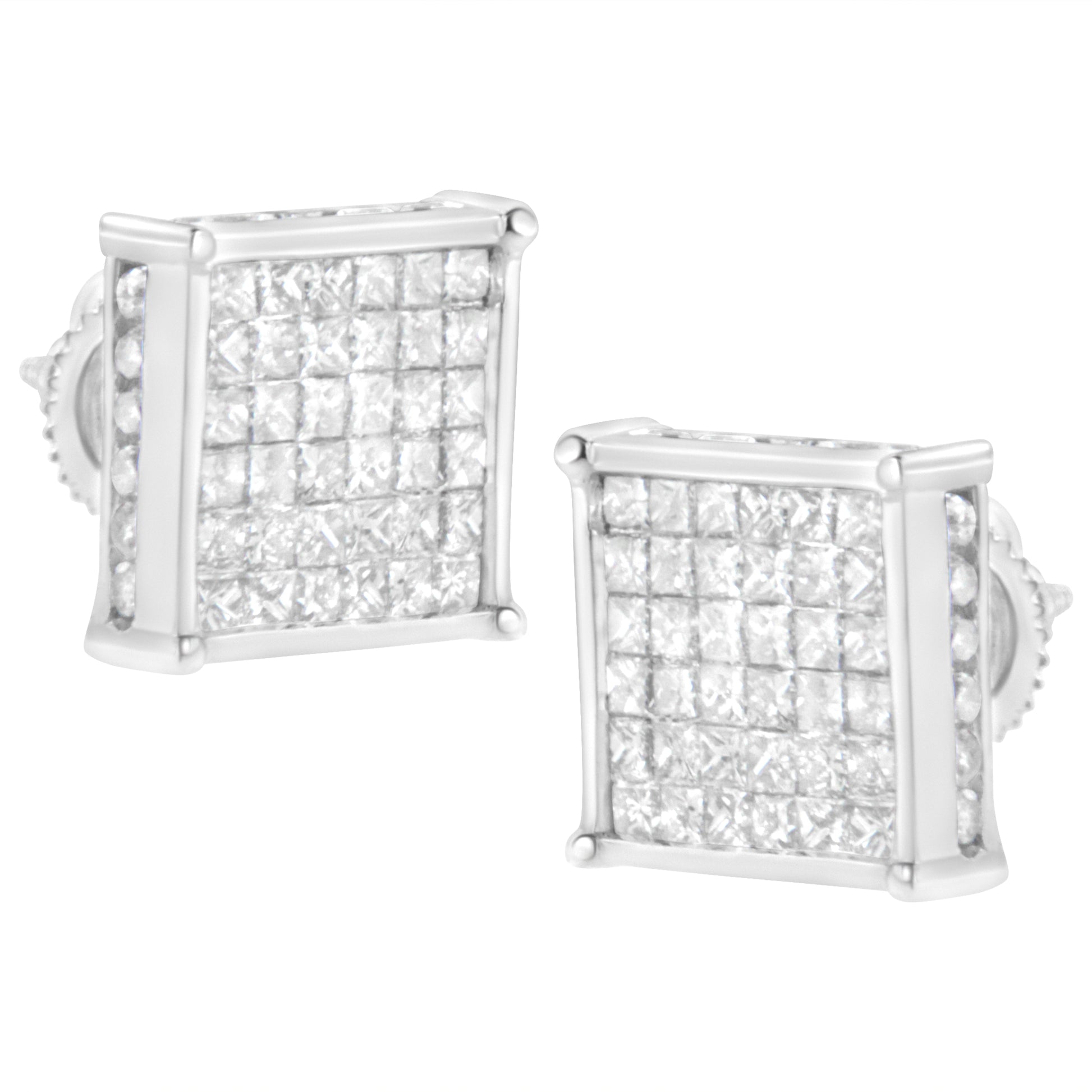10K White Gold 2ct TDW Princess-Cut Composite Diamond Stud Earring (I-J ,I2-I3) Bids.com