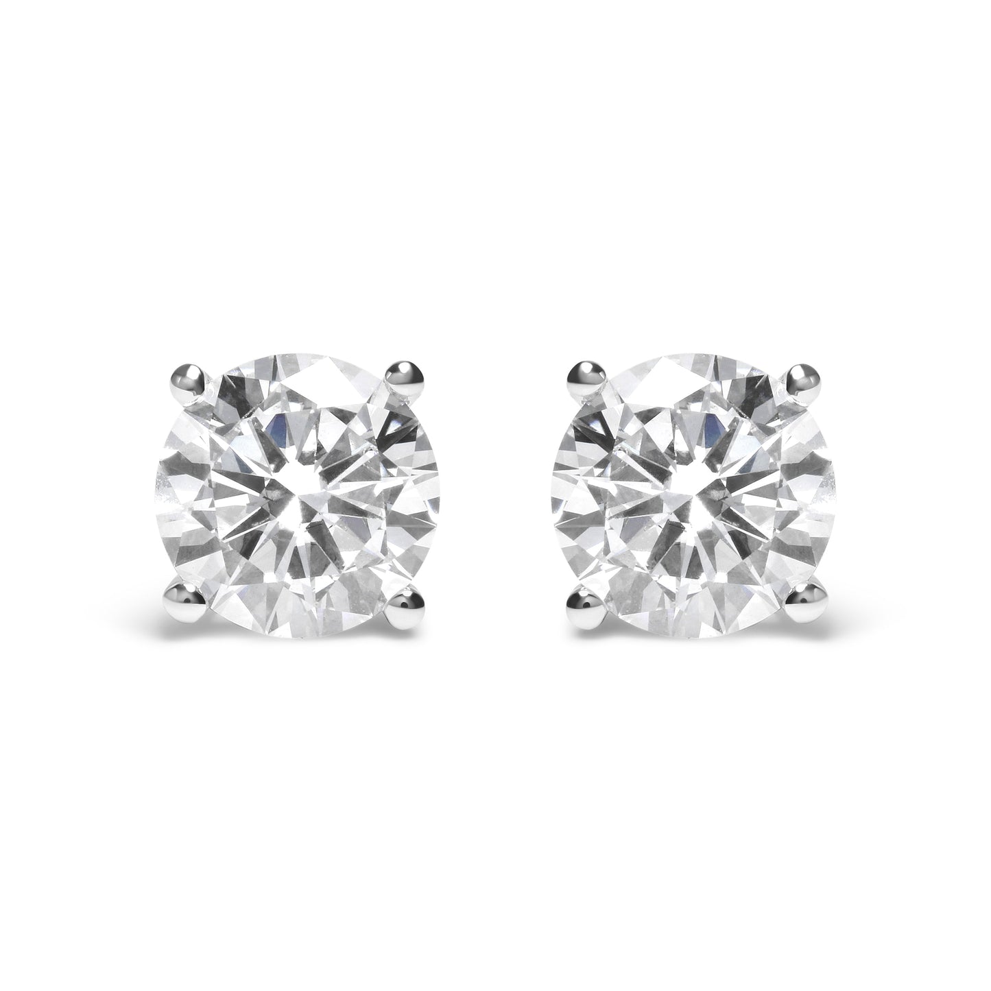 IGI Certified 14K White Gold 5.00 Cttw Round Brilliant-Cut Lab Grown Diamond Classic 4-Prong Stud Earrings with Screw Backs (F-G Color, SI1 Clarity) Bids.com