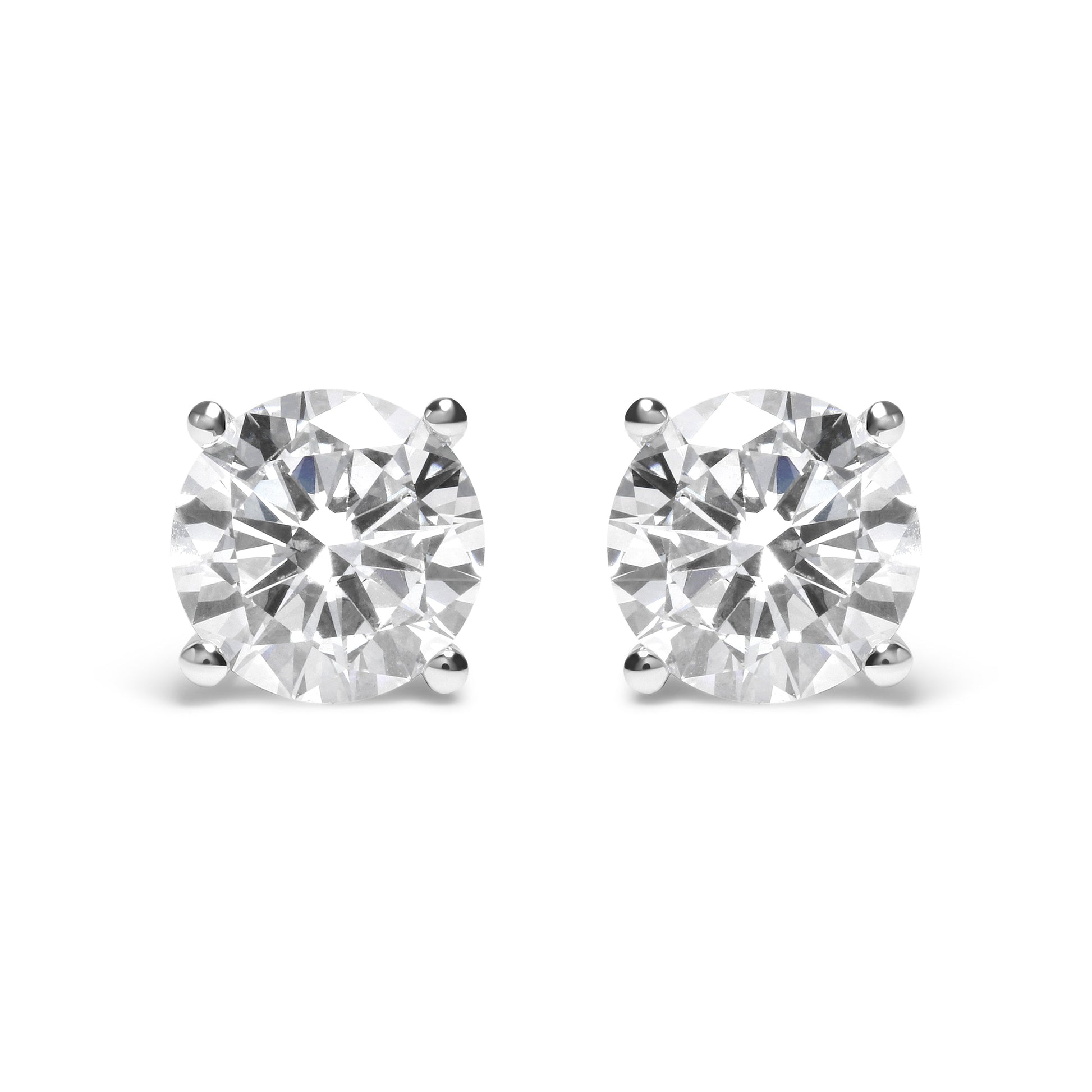 IGI Certified 14K White Gold 5.00 Cttw Round Brilliant-Cut Lab Grown Diamond Classic 4-Prong Stud Earrings with Screw Backs (F-G Color, SI1 Clarity) Bids.com
