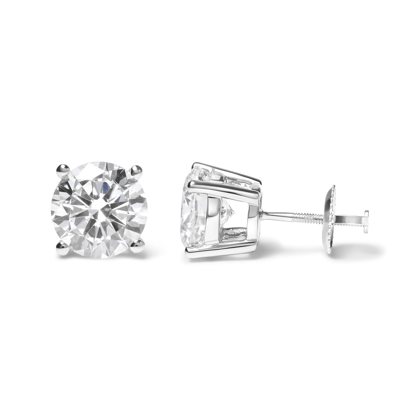 IGI Certified 14K White Gold 5.00 Cttw Round Brilliant-Cut Lab Grown Diamond Classic 4-Prong Stud Earrings with Screw Backs (F-G Color, SI1 Clarity) Bids.com