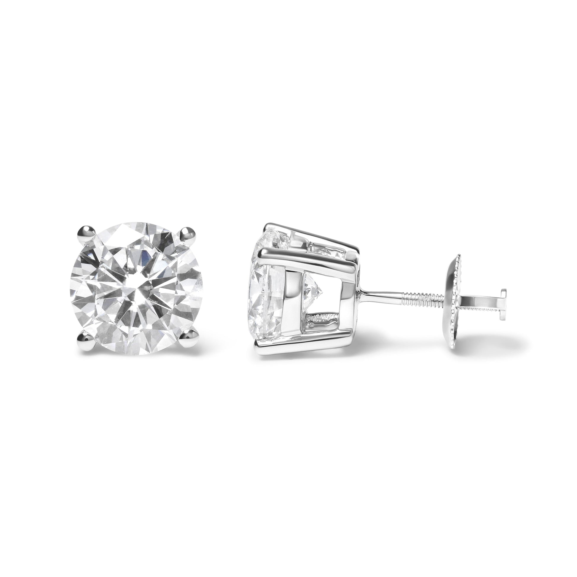 IGI Certified 14K White Gold 5.00 Cttw Round Brilliant-Cut Lab Grown Diamond Classic 4-Prong Stud Earrings with Screw Backs (F-G Color, SI1 Clarity) Bids.com