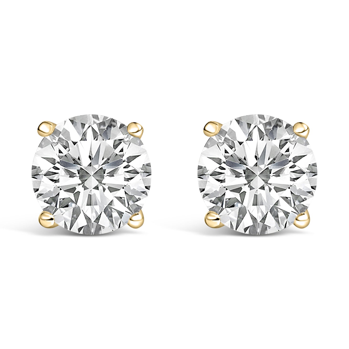 14K White Gold 4.0 Cttw Round Lab Grown Diamond Solitaire Stud Earrings with Screw Backs Bids.com
