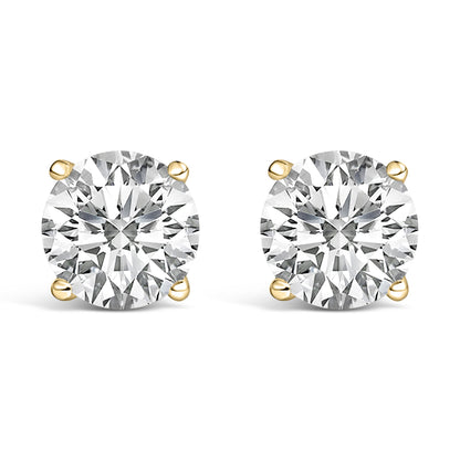 14K White Gold 4.0 Cttw Round Lab Grown Diamond Solitaire Stud Earrings with Screw Backs Bids.com