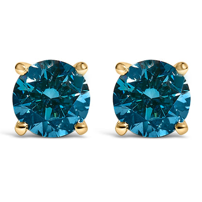 14K White Gold 1.00 Cttw Blue Lab Grown Diamond Stud Earrings with Screw Backs Bids.com