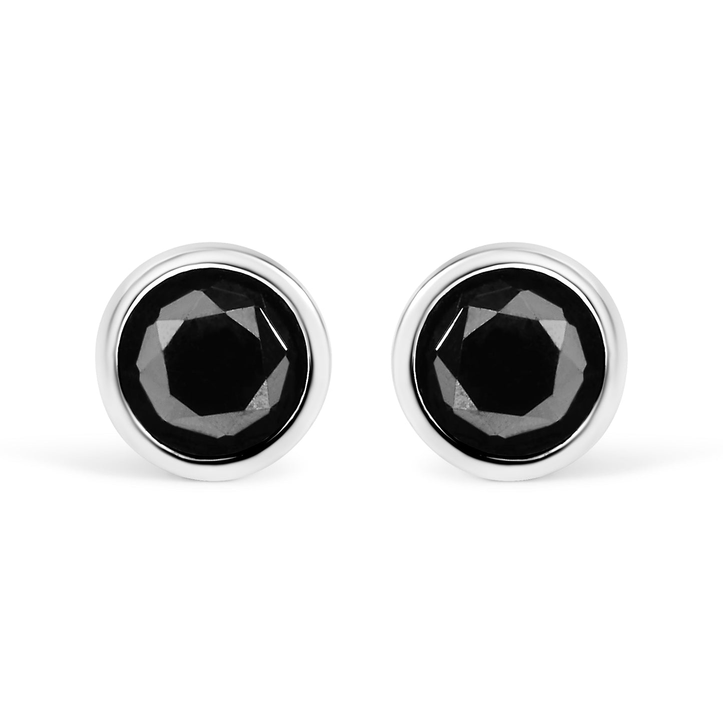.925 Sterling Silver 4.00 Cttw Round Brilliant-Cut Black Diamond Bezel-Set Stud Earrings with Screw Backs (Fancy Color-Enhanced, I2-I3 Clarity) Bids.com