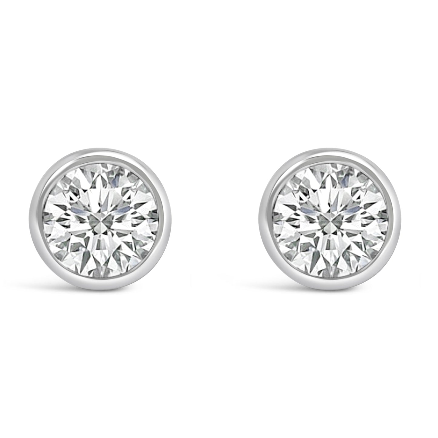 14K White Gold 1.0 Cttw Lab Grown Diamond Screw-Back Classic Bezel Solitaire Stud Earrings (G-H Color, VS2-SI1 Clarity) Bids.com